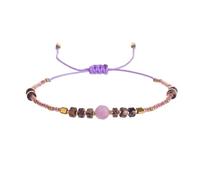 Namzi Bracelet bohème fait à la main pour femme - Jolies perles de rocaille - Bracelet réglable - Pour l'été - Bijoux de plage - Violet
