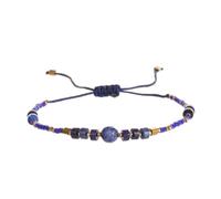 Namzi Bracelet de perles bohème fait à la main pour femme - Jolies perles de rocaille - Bracelet de corde réglable - Pour l'été - Bijoux de plage - Cadeau - Bleu foncé