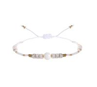 Namzi Bracelet de perles bohème fait à la main pour femme - Jolies perles de rocaille - Bracelet de corde réglable - Cadeau d'été - Blanc