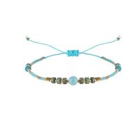 Namzi Bracelet de perles bohème fait à la main pour femme - Jolies perles de rocaille - Bracelet réglable - Pour l'été - Bijoux de plage - Bleu