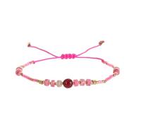 Namzi Bracelet de perles bohème fait à la main pour femme - Jolies perles de rocaille - Bracelet réglable - Pour l'été - Bijoux de plage - Rose