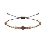 Namzi Bracelet de perles de rocaille bohème fait à la main pour femme - Jolies perles de rocaille - Bracelet réglable - Pour l'été - Bijoux de plage - Marron