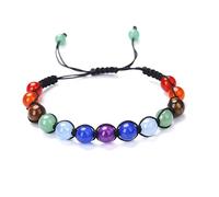 Namzi Bracelet de perles fait à la main, adapté pour les hommes et les femmes, 13 pièces de 8 mm en pierre naturelle sept couleurs bracelet tissé à la main (style B, coloré)