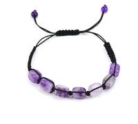 Namzi Bracelet de perles fait à la main, convient pour les hommes et les femmes, bracelet rectangulaire tissé à la main en pierre naturelle colorée (violet)