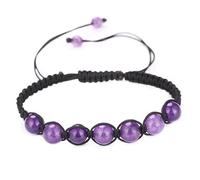 Namzi Bracelet de perles fait à la main, convient pour les hommes et les femmes, bracelet réglable en améthyste naturelle tissée (violet, améthyste de 0,8 cm)