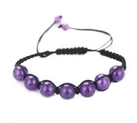 Namzi Bracelet de perles fait à la main, convient pour les hommes et les femmes, bracelet réglable en améthyste naturelle tissée (violet, améthyste de 1 cm)