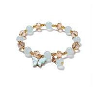 Namzi Bracelet papillon imitation jade popcorn cristal bracelet femme style chinois cadeau pour femme, grand-mère, mère, fille, bleu