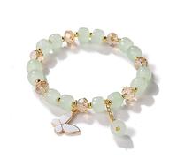 Namzi Bracelet papillon imitation jade popcorn cristal bracelet femme style chinois cadeau pour femme, grand-mère, mère, fille, vert clair