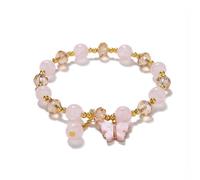 Namzi Bracelet papillon imitation jade popcorn cristal bracelet femme style chinois cadeau pour femme, grand-mère, mère, fille, rose clair