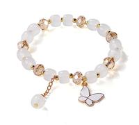 Namzi Bracelet papillon imitation jade popcorn cristal bracelet femme style chinois cadeau pour femme, grand-mère, mère, fille, blanc A