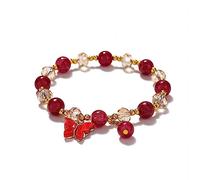 Namzi Bracelet papillon imitation jade popcorn cristal bracelet femme style chinois cadeau pour femme, grand-mère, mère, fille, rouge