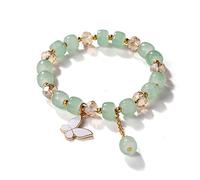 Namzi Bracelet papillon imitation jade popcorn cristal bracelet femme style chinois cadeau pour femme, grand-mère, mère, fille, vert A