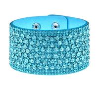 Namzi Bracelets tendance bohème strass bracelets en cuir enveloppant pour femmes Saint-Valentin s pour femmes - Bleu