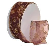 Namzi Christmas Ribbon, 2.48Inch x 10yards White Snowflake Ribbon Christmas Ribbon for Crafts Making Gift Wrapping Winter Holiday Xmas Decor-Brown