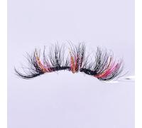 Namzi Colored Eyelashes Mink Glitter Lashes, Fluffy Colorful Lash Clusters, Dramatic Long Thick Cat Fox Eye Lashes Full Curly False Eyelash, 3d D Curl Salon Extensions Strip 1 Pairs（45A-555CS）