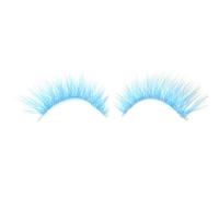 Namzi Colored Eyelashes Mink Lashes, Fluffy Colorful Lash Clusters, Dramatic Long Thick Cat Fox Eye Lashes Full Curly False Eyelash, Curl Salon Extensions Strip 3 Pairs（Blue）