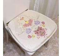 Namzi Coussin de chaise de style européen Versailles confortable avec fleur en relief Beige 42 x 45 cm