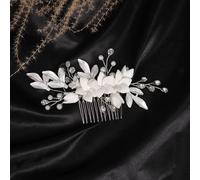 Namzi Épingles à cheveux en forme de fleur de cristal et perles - Peignes à cheveux dorés avec strass pour mariée, demoiselles d'honneur, femmes et filles (argenté) A43