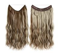 Namzi Extensions de cheveux synthétiques à clip invisible - Fil épais et ondulé - 50,8 cm - Blond foncé 1