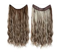 Namzi Extensions de cheveux synthétiques à clip invisible - Fil épais et ondulé - 50,8 cm - Blond plage