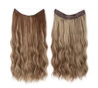 Namzi Extensions de cheveux synthétiques à clip invisible - Fil épais et ondulé - 50,8 cm - Gris argenté
