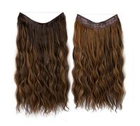 Namzi Extensions de cheveux synthétiques à clip invisible - Fil épais et ondulé - 50,8 cm - Marron café