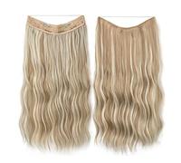 Namzi Extensions de cheveux synthétiques à clip invisible - Fil épais et ondulé - Pour femme - 50,8 cm - Blond miel