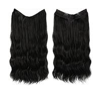 Namzi Extensions de cheveux synthétiques à clip invisible - Fil épais et ondulé - Pour femme - 50,8 cm - Noir naturel
