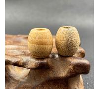 Namzi Lot de 10 perles rondes en forme de seau en pierre naturelle texturée jaune avec grands trous, 16 × 18 mm de diamètre, 5 mm