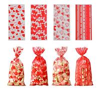 Namzi Lot de 150 sacs à bonbons de Noël en cellophane avec attaches pour cadeaux de Noël, fêtes de fin d'année, quatre styles de cheveux mixtes E