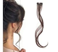 Namzi Lot de 2 bandeaux de cheveux de dragon synthétiques longs et ondulés avec clip - 34 cm - Marron foncé