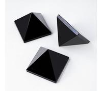 Namzi Lot de 2 décorations pyramides en obsidienne naturelle, 5 x 5 cm, pierre de cristal, tour à quatre côtés, décoration de maison, salon, tour à sept étoiles, ornements artisanaux