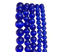 Namzi Lot de 2 perles rondes en pierre naturelle - Bleu foncé - Perles tissées à la main - Accessoire de bricolage - 6 mm