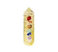 Namzi Lot de 2 pierres écrasées naturelles colorées en fil d'or - Pilier en cristal jaune naturel brut - Pilier hexagonal - Décoration d'intérieur
