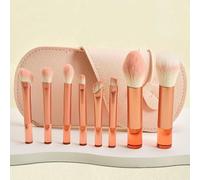 Namzi Lot de 8 mini pinceaux de maquillage de voyage pour fond de teint, fard à joues, fard à paupières avec sac de rangement (rose)