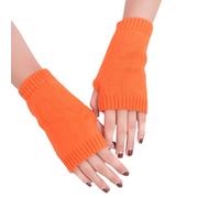 Namzi Mitaines d'hiver chaudes en tricot pour femme avec trou pour le pouce et les poignets - Orange
