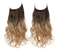 Namzi Perruque longue ondulée avec ligne de poisson invisible, taille réglable, cheveux bouclés, postiche secrète pour femme, sans clip, 45,7 cm, A