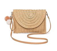 Namzi Sac à bandoulière rectangulaire en rotin, 1 pièce, kaki, style littéraire rétro, polyvalent pour un usage quotidien, sac à main tendance en rotin indispensable