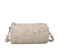 Namzi Sac à main tissé blanc 1 pièce, joli sac cylindrique, élégant pour les rendez-vous, le shopping, compact et tendance