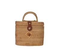 Namzi Sac à main tissé kaki 1 pièce, joli sac à main en rotin de Bali, design tissé élégant, parfait pour les vacances et les sorties quotidiennes A