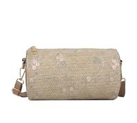 Namzi Sac à main tissé kaki 1 pièce, joli sac cylindrique, élégant pour les rendez-vous, le shopping, compact et tendance