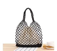 Namzi Sac tissé noir 1 pièce, joli sac tissé au crochet à la main avec doublure, design élégant fait à la main, parfait pour les sorties quotidiennes