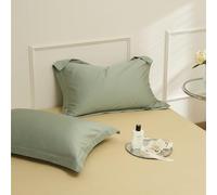 Namzi Taies d'oreiller vertes, 48 x 74 cm, taie d'oreiller en coton à longues fibres, accessoire de literie doux et confortable, 2 pièces, A