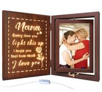Nana Cadre photo lumineux rotatif en bois pour grand-mère, anniversaire, Noël, peut contenir 2 photos de 10 x 15 cm