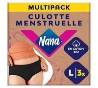 Nana Culotte Menstruelle Lavable Coton Bio - Flux Abondant - Noir - Coupe Hipster - L x3