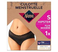 Nana Culotte Menstruelle Lavable - Flux Modéré - Jusqu'à 12 heures de Protection - Noire - Coupe Hipster, S
