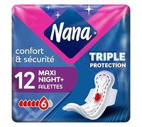 Nana Maxi Goodnight Lot de 12 serviettes hygiéniques avec ailettes