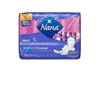 NANA Maxi Goodnight Serviette Hygiénique pour la Nuit avec Ailettes 12 Pièces - Lot de 4
