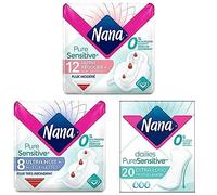 Nana PureSensitive - Serviettes Flux Modéré (12) et Très Abondant (8) + Protège-Lingerie XL (20)