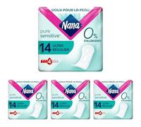 Nana PureSensitive Ultra Régulier - 14 Serviettes Hygiéniques (Lot de 4)
